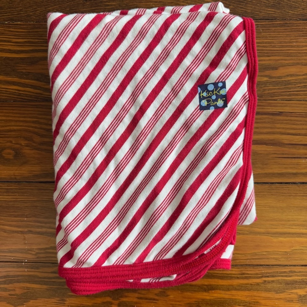 Kickee Pants Bamboo 2017 Crimson Candy Cane Stripe Swaddling Blanket Swaddle